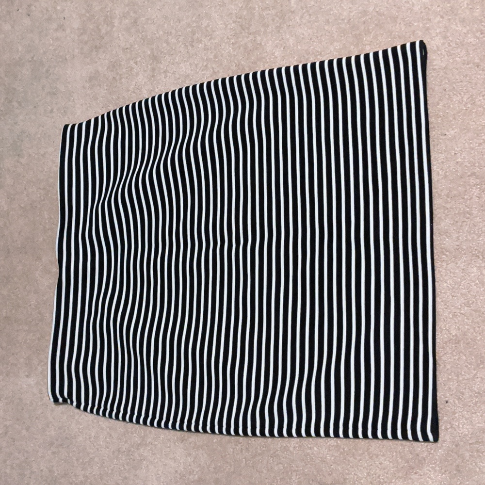 LOFT black and white striped knee length skirt NWT